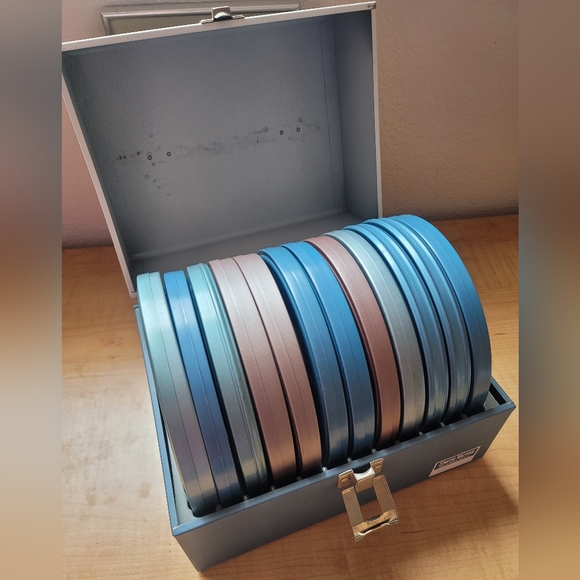 various Other - Set of 12, 6 inch reel to reel with cans and storage box.